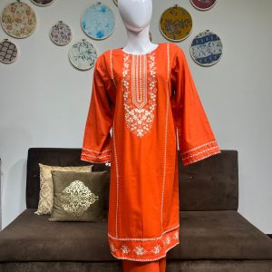 rust-orange khaddar