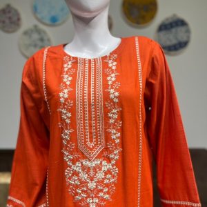 rust-orange khaddar