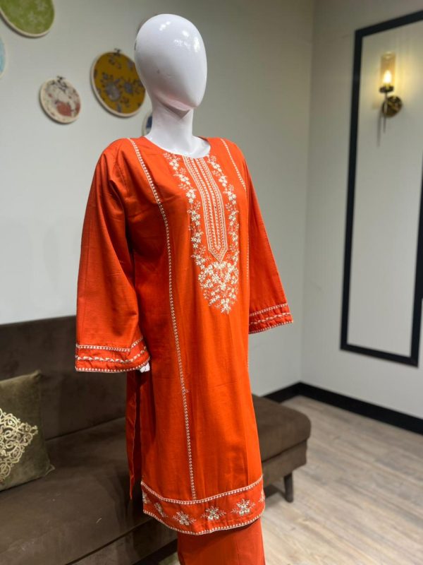 rust-orange khaddar - Image 5