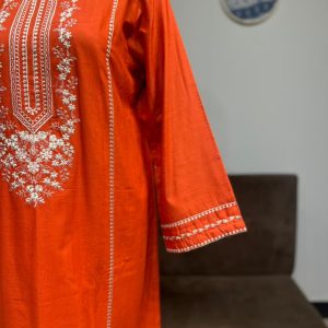 rust-orange khaddar