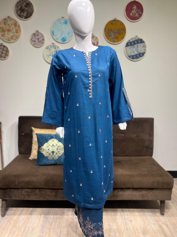 teal blue khaddar