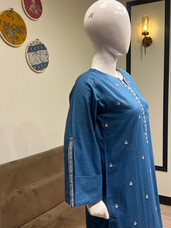 teal blue khaddar - Image 2