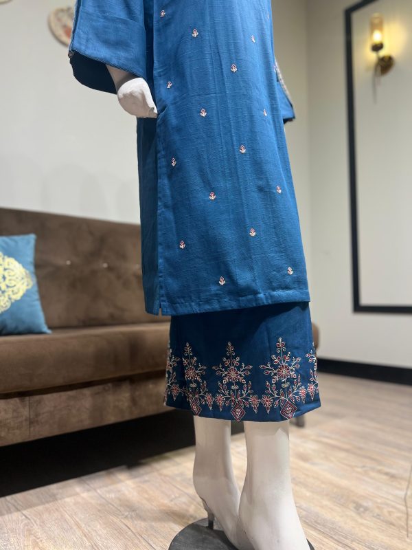 teal blue khaddar - Image 3