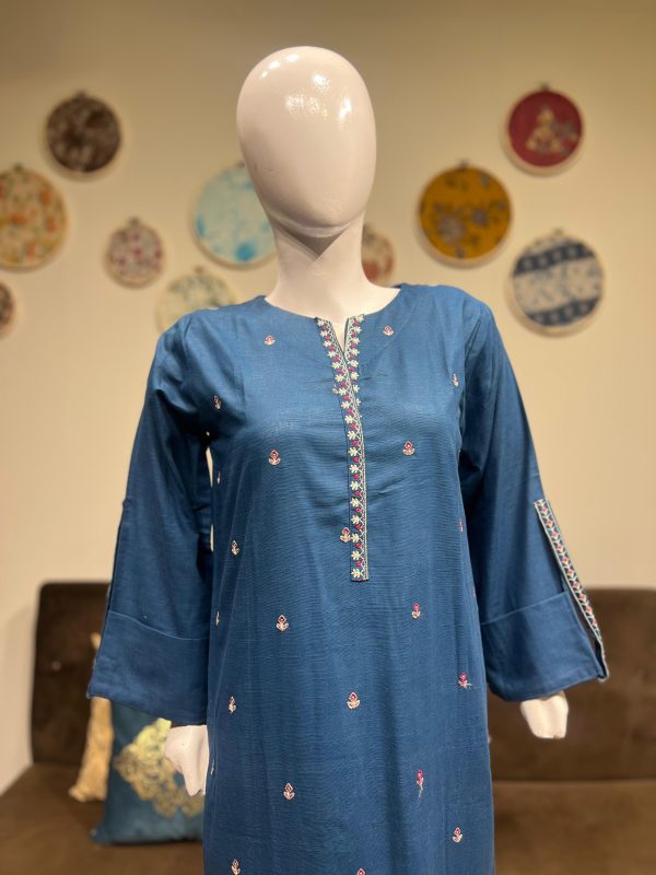 teal blue khaddar - Image 6