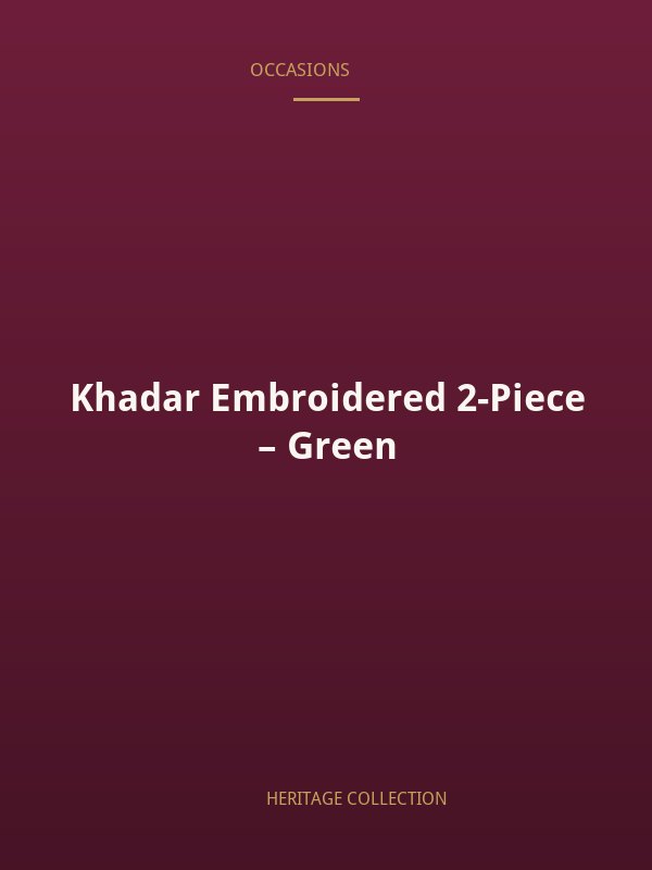 Khadar Embroidered 2-Piece – Green