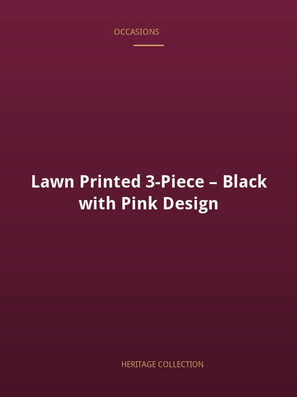 Lawn Printed 3-Piece – Black with Pink Design